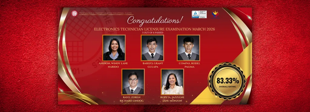 Congratulations: Electronics Technician licensure examination, March 2026, 83.33% passing rate