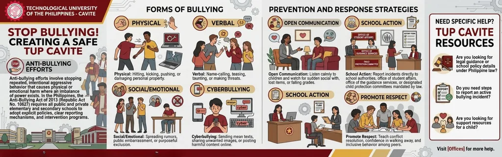 Stop bullying! Creating a safe TUP Cavite: forms of bullying, prevention and response strategies