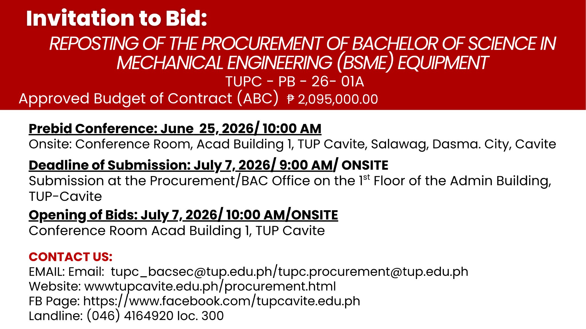 TUP Cavite Bidding Document Page 1